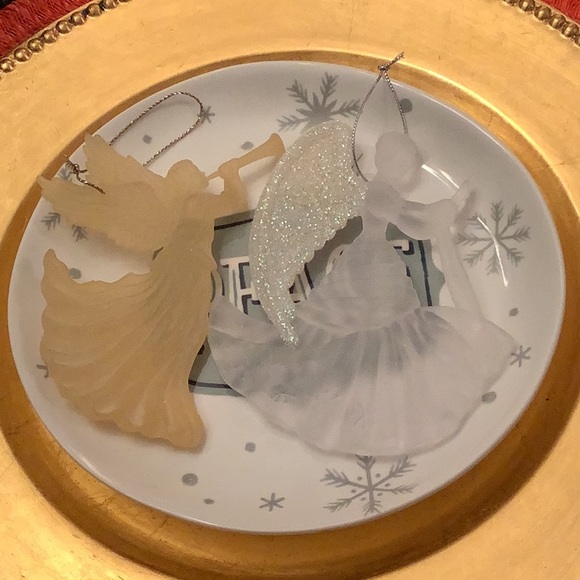 Christmas ornaments angel 😇 set of two white sparkles gold see-through p - Picture 2 of 6